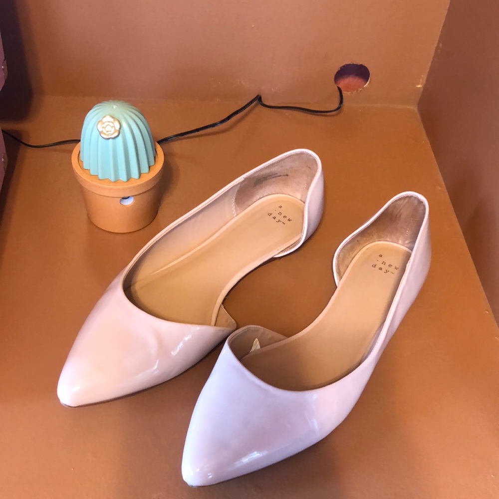 Patent Nude Pointed Flats